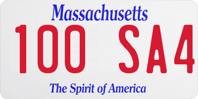 MA license plate 100SA4