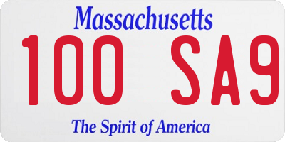 MA license plate 100SA9