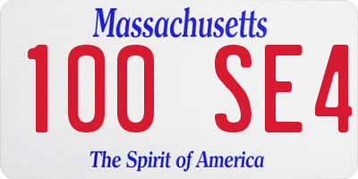 MA license plate 100SE4