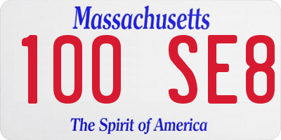 MA license plate 100SE8