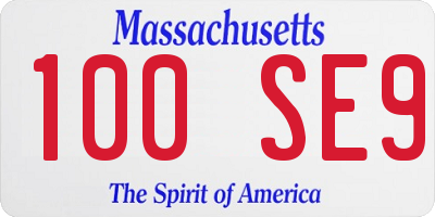 MA license plate 100SE9