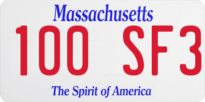 MA license plate 100SF3