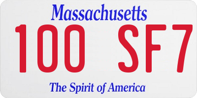 MA license plate 100SF7