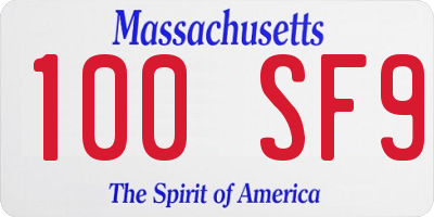 MA license plate 100SF9