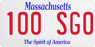 MA license plate 100SG0