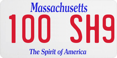 MA license plate 100SH9