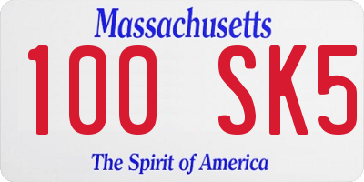 MA license plate 100SK5