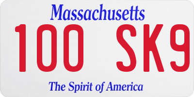 MA license plate 100SK9
