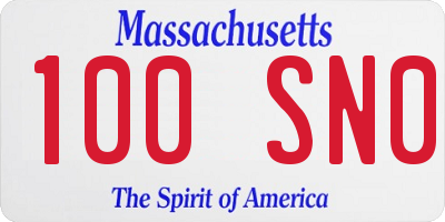 MA license plate 100SN0