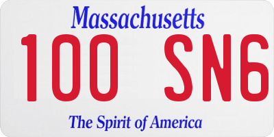MA license plate 100SN6