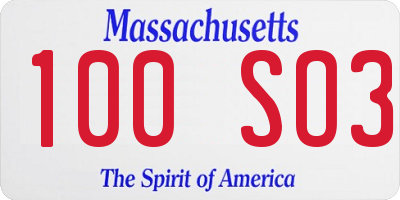 MA license plate 100SO3