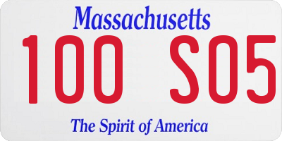 MA license plate 100SO5
