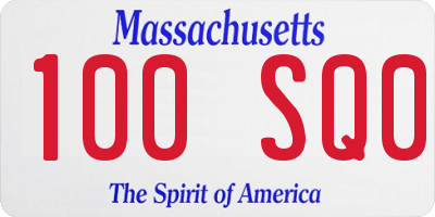 MA license plate 100SQ0