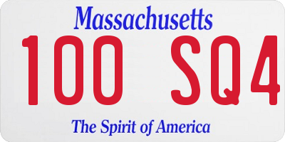 MA license plate 100SQ4