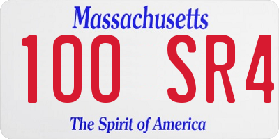 MA license plate 100SR4