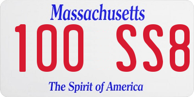 MA license plate 100SS8
