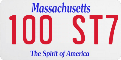 MA license plate 100ST7
