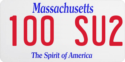 MA license plate 100SU2
