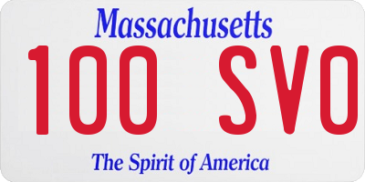 MA license plate 100SV0