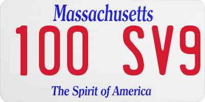MA license plate 100SV9
