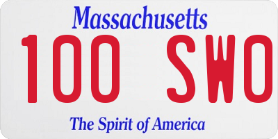 MA license plate 100SW0