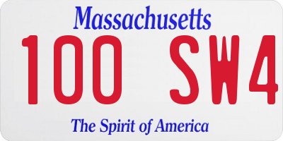 MA license plate 100SW4