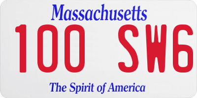 MA license plate 100SW6
