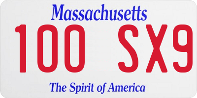 MA license plate 100SX9