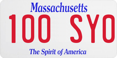 MA license plate 100SY0