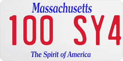 MA license plate 100SY4