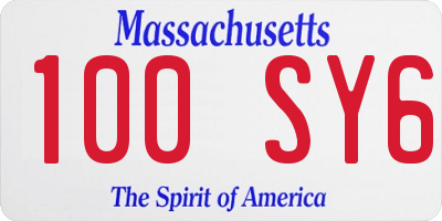 MA license plate 100SY6