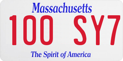MA license plate 100SY7