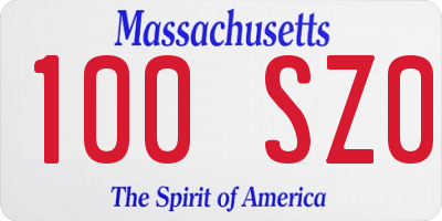MA license plate 100SZ0