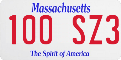 MA license plate 100SZ3