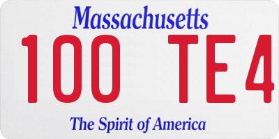 MA license plate 100TE4