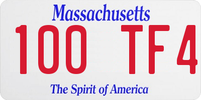 MA license plate 100TF4