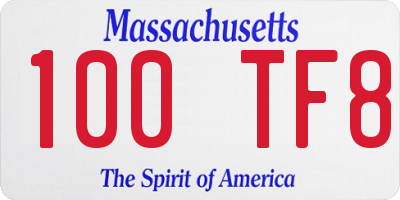 MA license plate 100TF8
