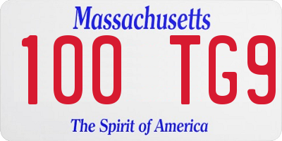 MA license plate 100TG9