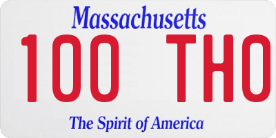 MA license plate 100TH0