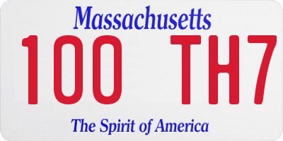 MA license plate 100TH7