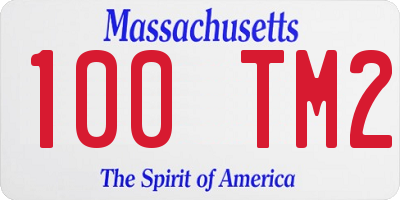 MA license plate 100TM2