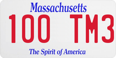 MA license plate 100TM3