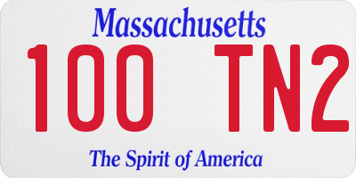 MA license plate 100TN2