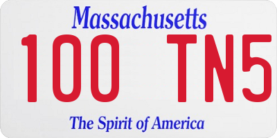 MA license plate 100TN5