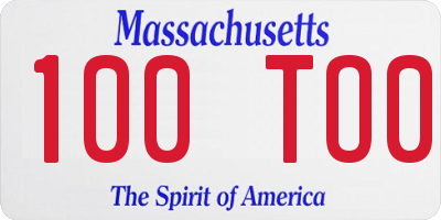 MA license plate 100TO0