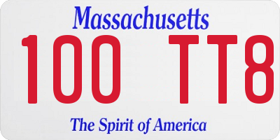 MA license plate 100TT8