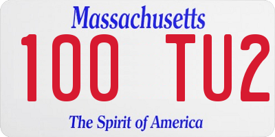 MA license plate 100TU2