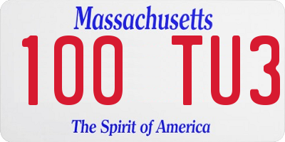 MA license plate 100TU3