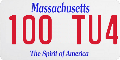 MA license plate 100TU4