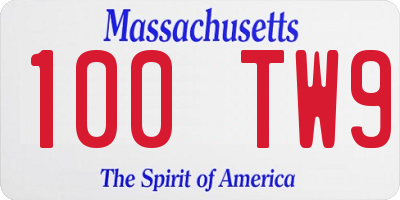 MA license plate 100TW9